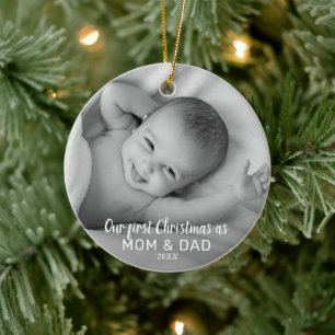 Eerste Kerstmis als mam en pap Foto Baby Keramisch Ornament