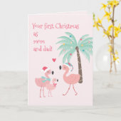 Eerste Kerstmis als mam en pap kerstman Kaart (Gele Bloem)