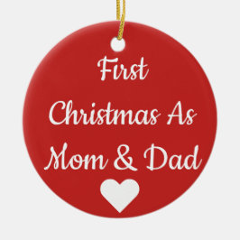 Eerste Kerstmis als mam- en pap-versiering Keramisch Ornament