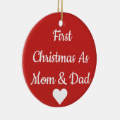 Eerste Kerstmis als mam- en pap-versiering Keramisch Ornament (Rechts)