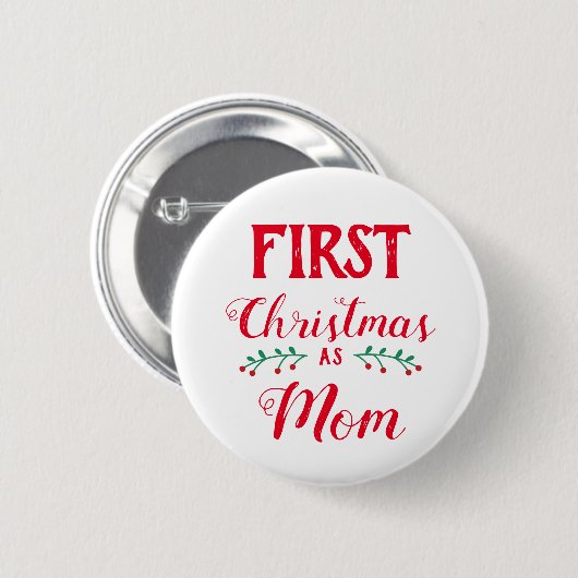 Eerste Kerstmis als mam familie overeenkomend met  Ronde Button 5,7 Cm (Voorkant /achterkant)