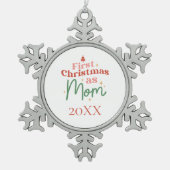 Eerste Kerstmis als mam Nieuw kerstfeest Tin Sneeuwvlok Ornament (Voorkant)