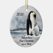 Eerste Kerstmis als mam Penguin en Baby Keramisch Ornament (Rechts)