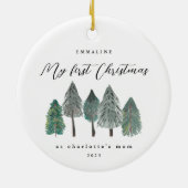 Eerste Kerstmis als mam Rustic Trees Keramisch Ornament (Achterkant)