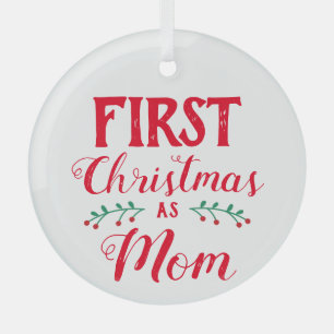 Eerste Kerstmis als mam-witte keepomwille Glas Ornament
