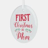 Eerste Kerstmis als mam-witte keepomwille Glas Ornament (Voorkant links)