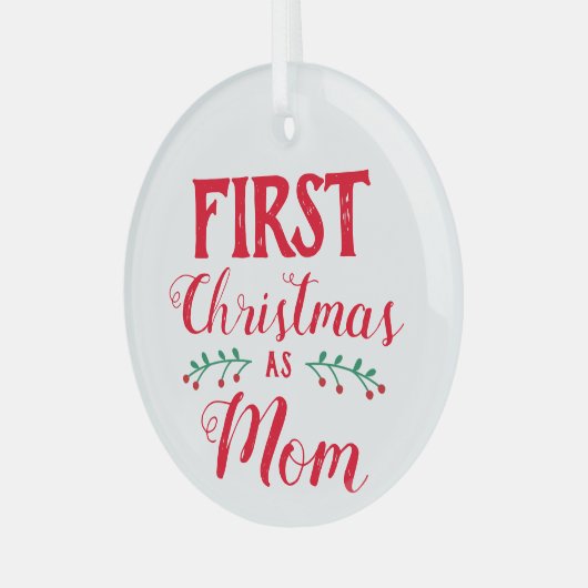 Eerste Kerstmis als mam-witte keepomwille Glas Ornament (Voorkant links)