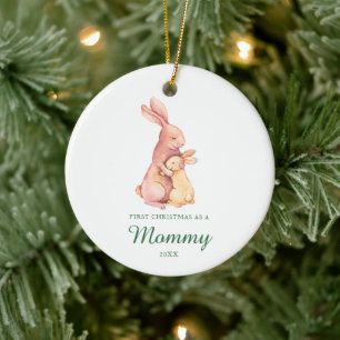 Eerste Kerstmis als mama Baby Bunny gepersonalisee Keramisch Ornament
