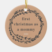 Eerste Kerstmis als mama Boho Wreath personaliseer Keramisch Ornament (Voorkant)