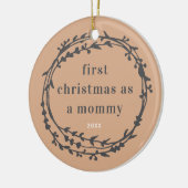 Eerste Kerstmis als mama Boho Wreath personaliseer Keramisch Ornament (Links)