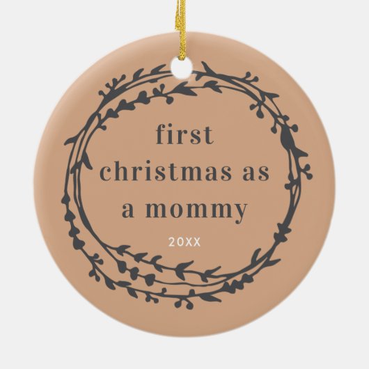 Eerste Kerstmis als mama Boho Wreath personaliseer Keramisch Ornament (Achterkant)