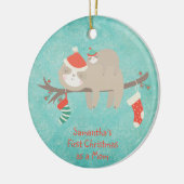 Eerste Kerstmis als mama Cute Sloth Moeder Baby Keramisch Ornament (Links)