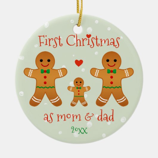 Eerste Kerstmis als mama en papa - Gingerbrood Man Keramisch Ornament (Voorkant)