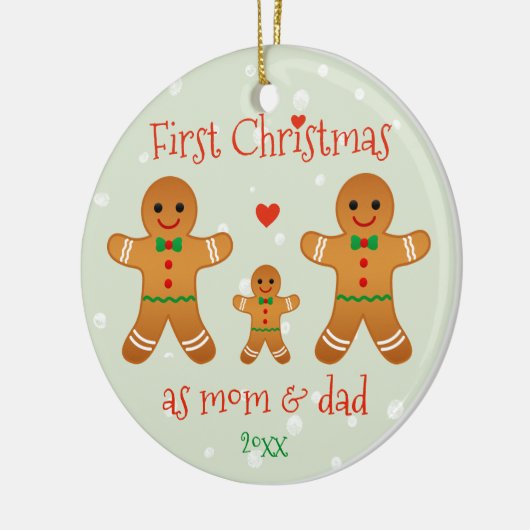 Eerste Kerstmis als mama en papa - Gingerbrood Man Keramisch Ornament (Links)