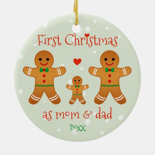 Eerste Kerstmis als mama en papa - Gingerbrood Man Keramisch Ornament (Achterkant)