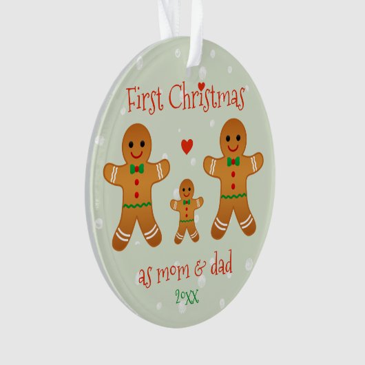 Eerste Kerstmis als mama en papa - Gingerbrood Man Ornament (voorkant)