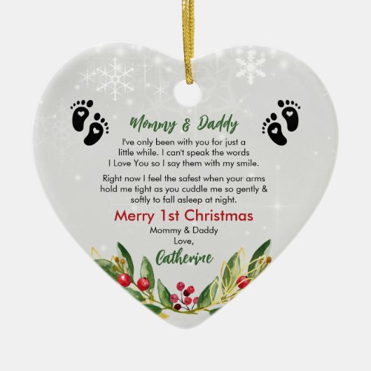 Eerste Kerstmis als mama en papa Keramisch Ornament (Voorkant)