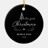 Eerste Kerstmis als mama- en papa-kloteboom Keramisch Ornament (Voorkant)