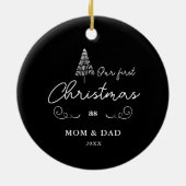 Eerste Kerstmis als mama- en papa-kloteboom Keramisch Ornament (Achterkant)