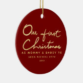 Eerste Kerstmis als mama en papa met foto Keramisch Ornament (Rechts)
