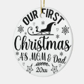 Eerste Kerstmis als mama en papa met foto Keramisch Ornament (Links)