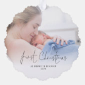Eerste Kerstmis als Mama Naam Jaar Foto Ornament Kaart (Achterkant)