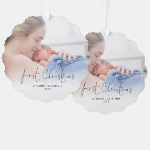 Eerste Kerstmis als Mama Naam Jaar Foto Ornament Kaart