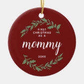 Eerste Kerstmis als mama op maat gesneden rood en  Keramisch Ornament (Voorkant)