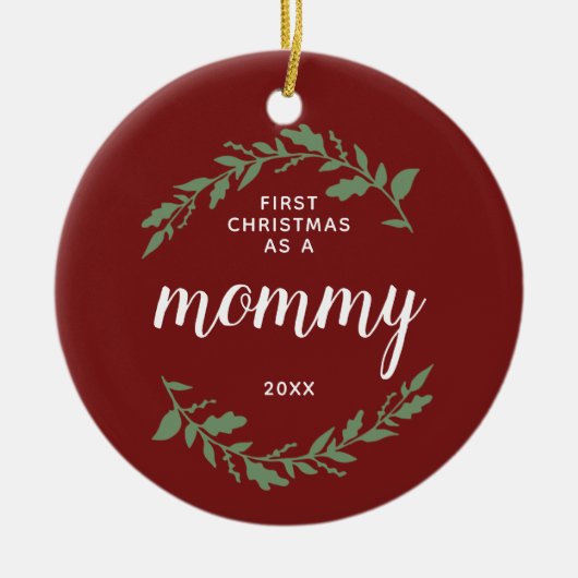 Eerste Kerstmis als mama op maat gesneden rood en Keramisch Ornament (Voorkant)