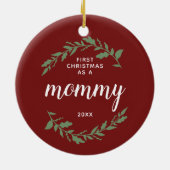 Eerste Kerstmis als mama op maat gesneden rood en  Keramisch Ornament (Achterkant)