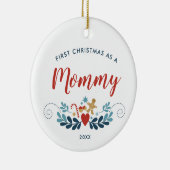 Eerste Kerstmis als mama persoonlijke Scandi Folk Keramisch Ornament (Rechts)