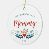 Eerste Kerstmis als mama persoonlijke Scandi Folk Keramisch Ornament (Links)