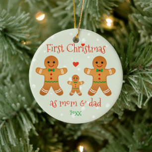 Eerste Kerstmis als Mamma & Papa - het Man van de Keramisch Ornament