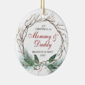 Eerste Kerstmis als Mammie Papa Gepersonaliseerd W Keramisch Ornament (Rechts)