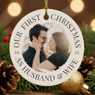 Eerste Kerstmis als man en vrouw Keramisch Ornament