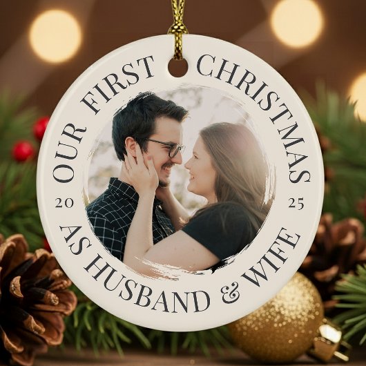 Eerste Kerstmis als man en vrouw Keramisch Ornament