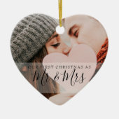 Eerste kerstmis als meneer en mevrouw foto's keramisch ornament (Voorkant)
