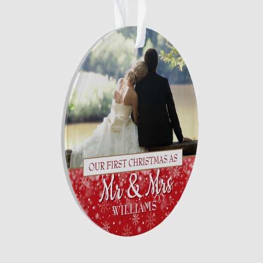 Eerste kerstmis als meneer & mevrouw 2 foto ornament (voorkant)