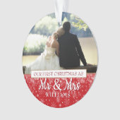 Eerste kerstmis als meneer & mevrouw 2 foto ornament (voorkant)