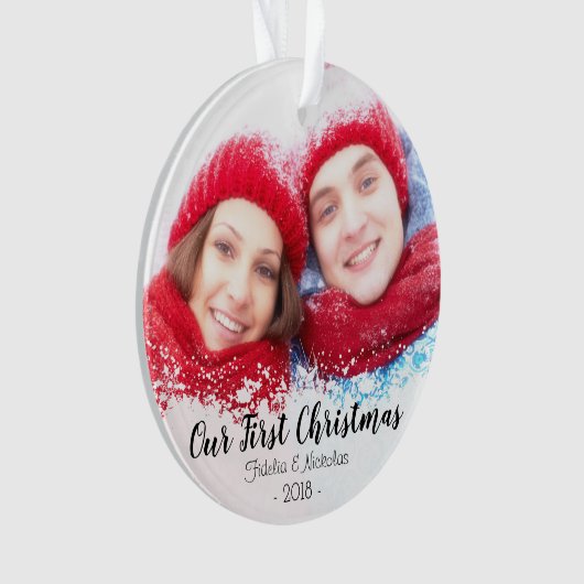 Eerste kerstmis als meneer & mevrouw Foto Ornament (voorkant)