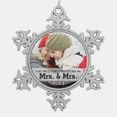 Eerste Kerstmis als mevrouw en mevrouw Keepomwille Tin Sneeuwvlok Ornament (Voorkant)