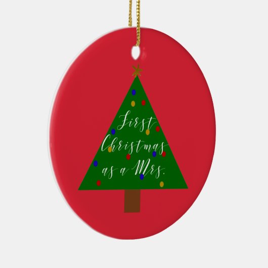 Eerste Kerstmis als Mevrouw Gepersonaliseerd Ornam Keramisch Ornament (Rechts)