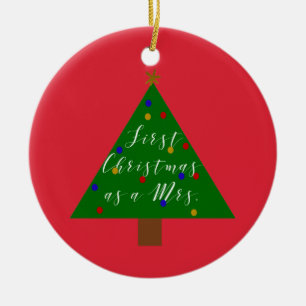 Eerste Kerstmis als Mevrouw Gepersonaliseerd Ornam Keramisch Ornament