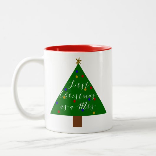 Eerste Kerstmis als mevrouw. Tweekleurige Koffiemok (Links)