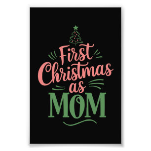 Eerste Kerstmis als moeder bijpassende Kerstmis Foto Afdruk