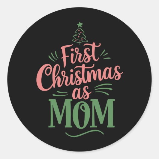 Eerste Kerstmis als moeder bijpassende Kerstmis Ronde Sticker (Voorkant)