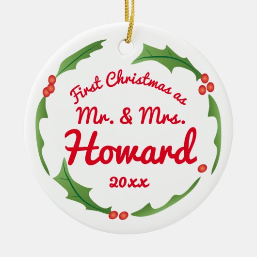 Eerste Kerstmis als Mr. en mevrouw tree ornament (Voorkant)