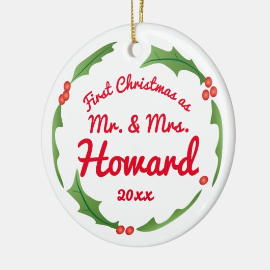 Eerste Kerstmis als Mr. en mevrouw tree ornament (Links)