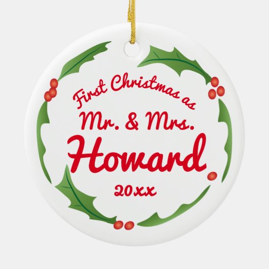 Eerste Kerstmis als Mr. en mevrouw tree ornament (Achterkant)