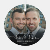 Eerste Kerstmis als Mr en Mr Keepsake Glas Ornament (Achterkant)